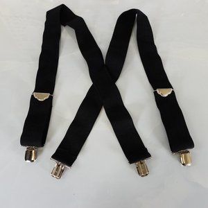 Suspender Mens Black Silver Clip On Adjustable Strap Stretch Elastic X Back Work